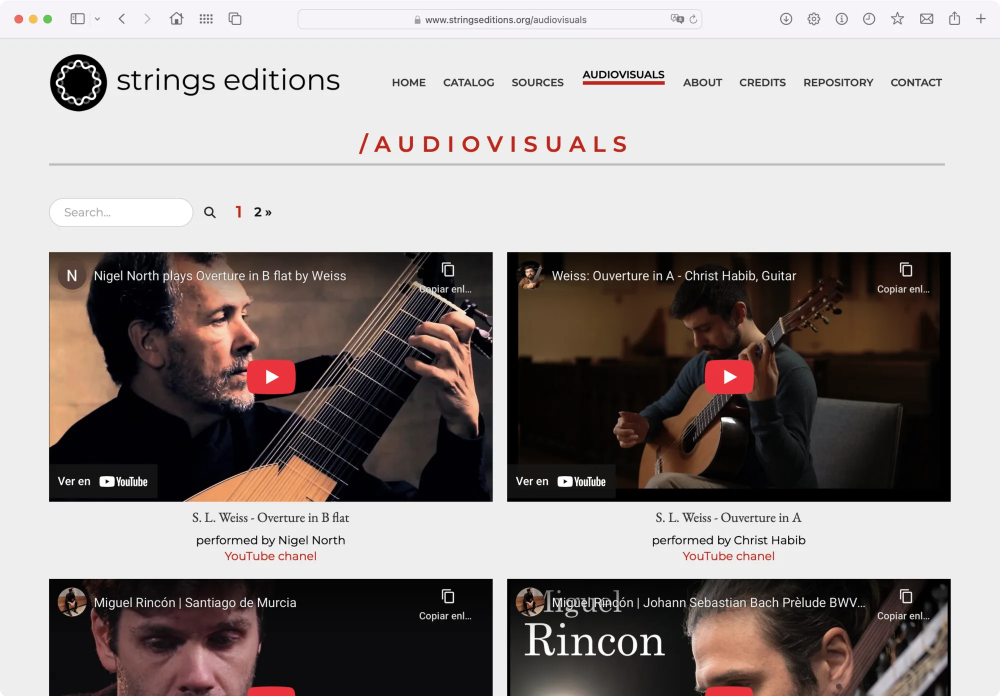 sección Audiovisuales